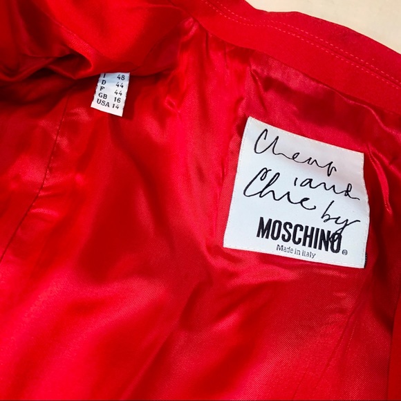 MOSCHINO Vintage Red Jacket w Bow Detail - Picture 8 of 9